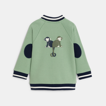 سترة فاخرة لطفل ولد بسحاب عليها صورة قرد أخضر